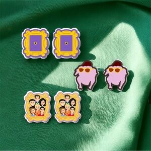 Set of 3 FRIENDS-Themed Acrylic Stud Earring Set - NWT, Brand New, Gift
